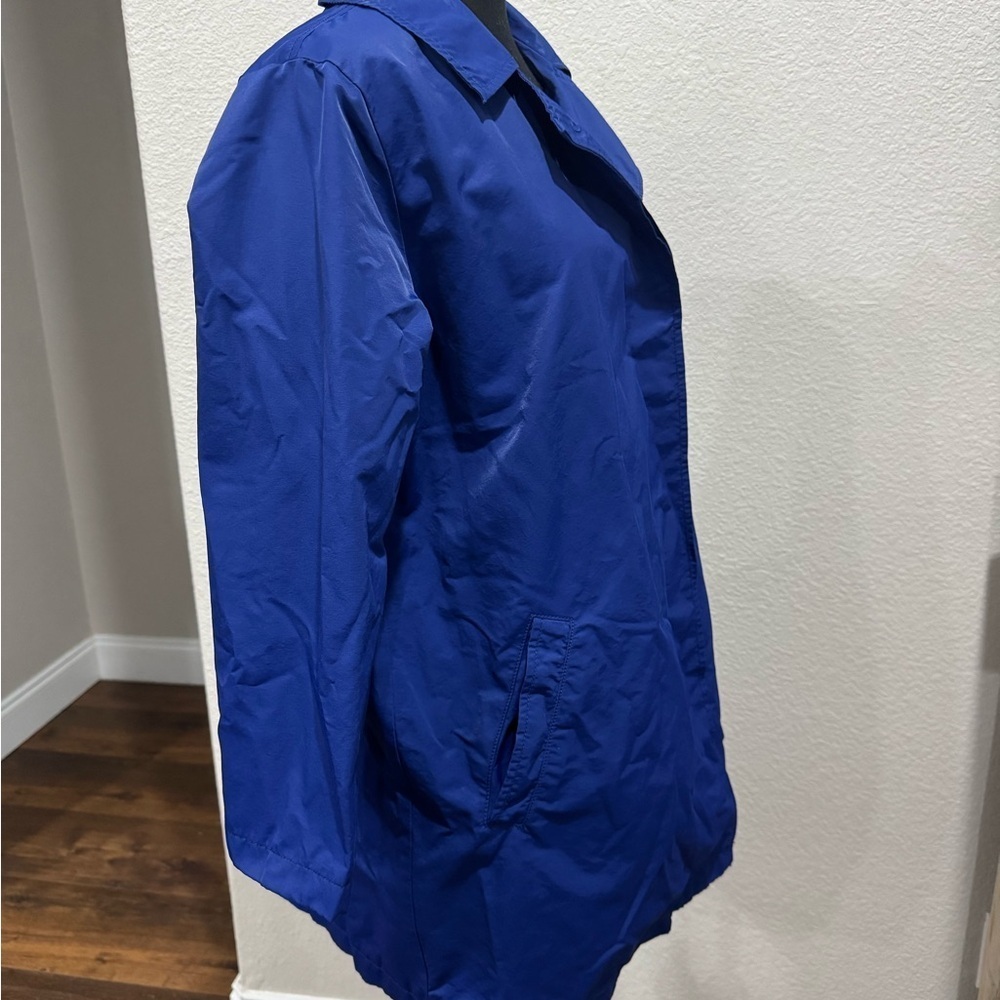 EILEEN FISHER Button-Up Swing Jacket w Pockets Deep Royal Blue Cotton/Nylon sz S - Picture 3 of 7